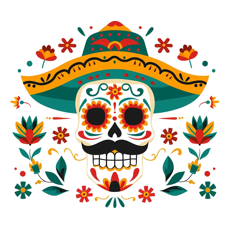 Day of the Dead Sugar Skull with Sombrero