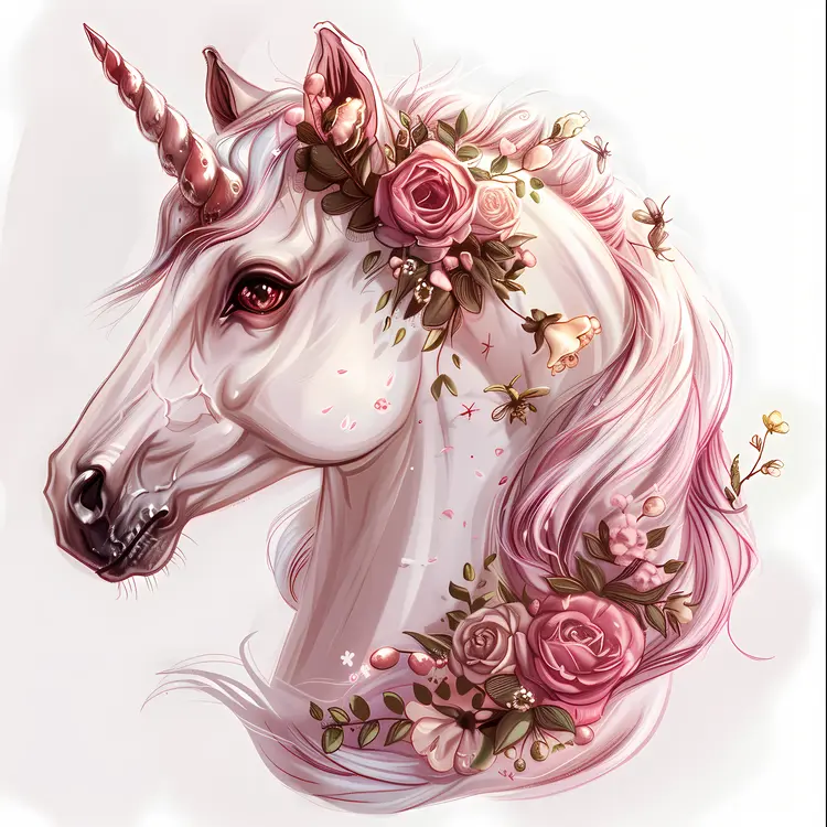 Graceful Unicorn with Floral Adornments