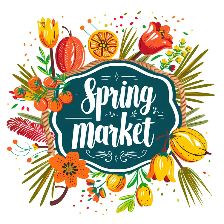 Spring Market with Decorative Floral Sign