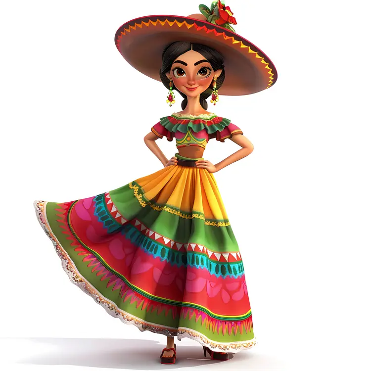 Woman in Colorful Traditional Dress