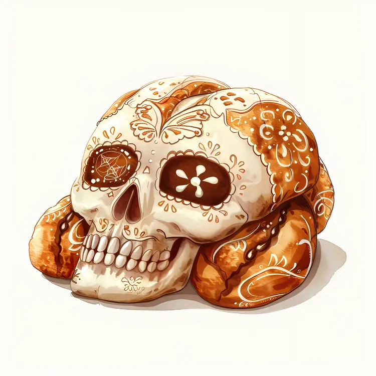 Decorated Skull Bread for Day of the Dead