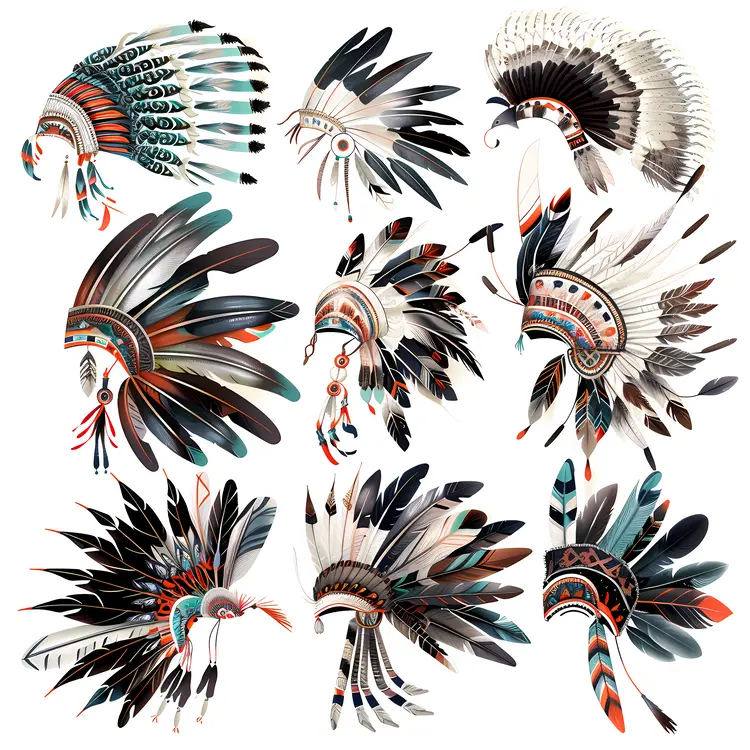 Various Feather Headdresses Collection