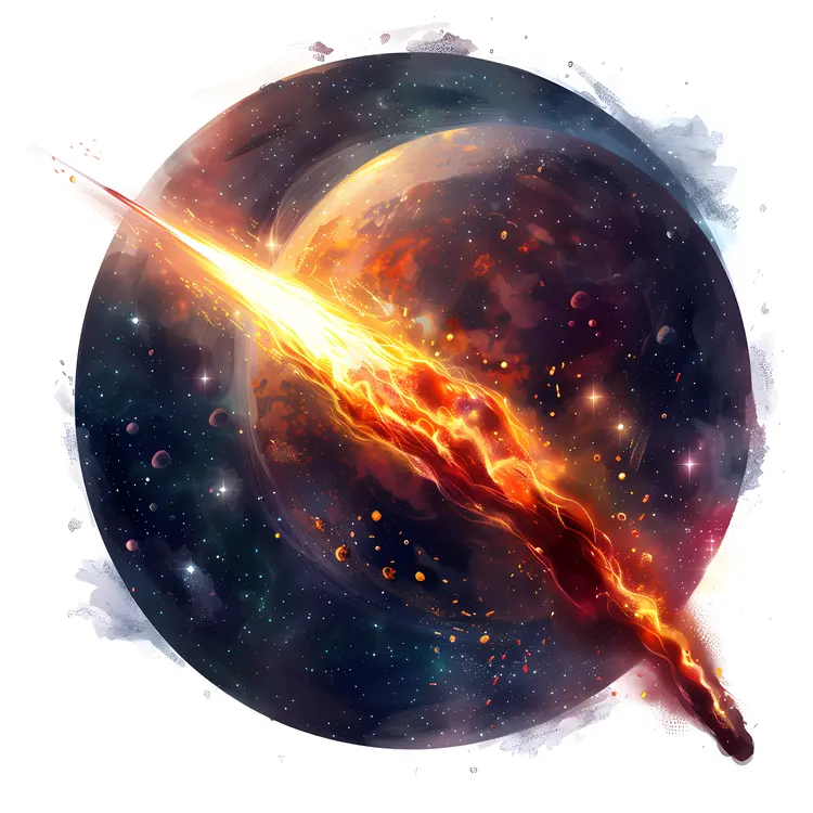 Fiery Meteor in the Night Sky