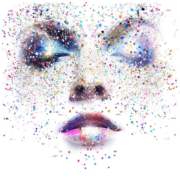 Face with Glitter and Sparkles