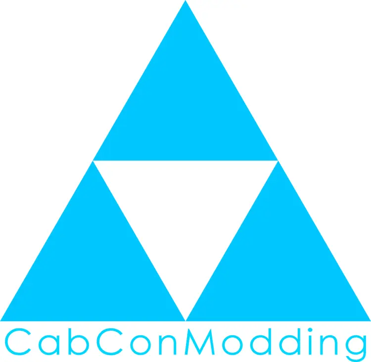 CabConModding Logo in Blue Triangles