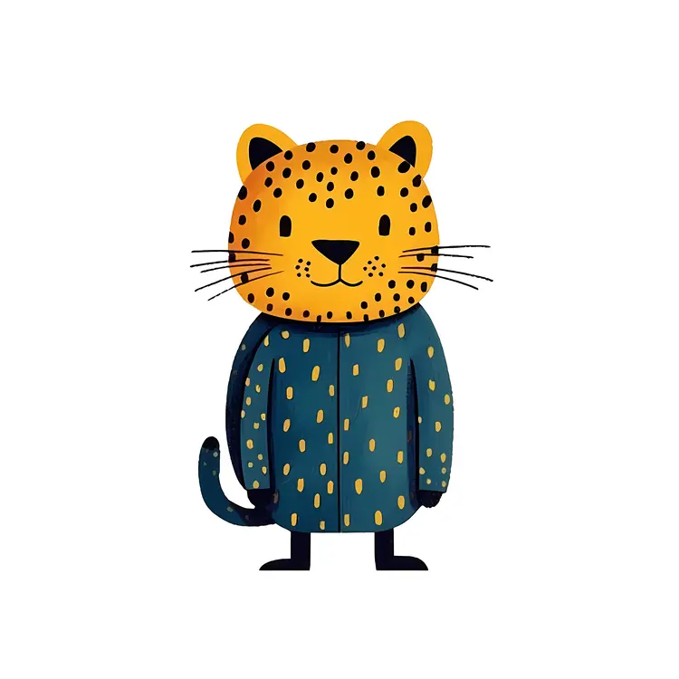 Leopard in Blue Coat Illustration