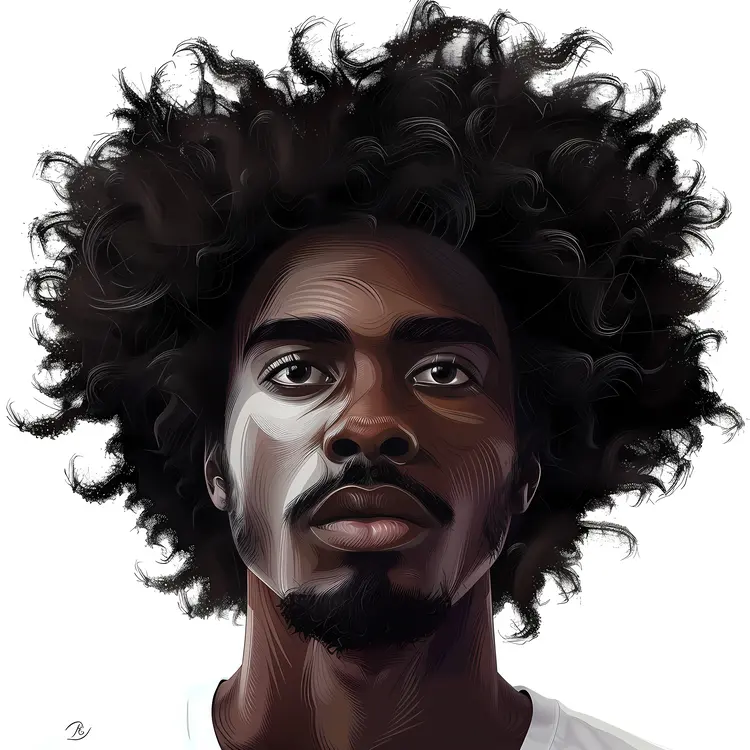 Man with Curly Hair Illustration