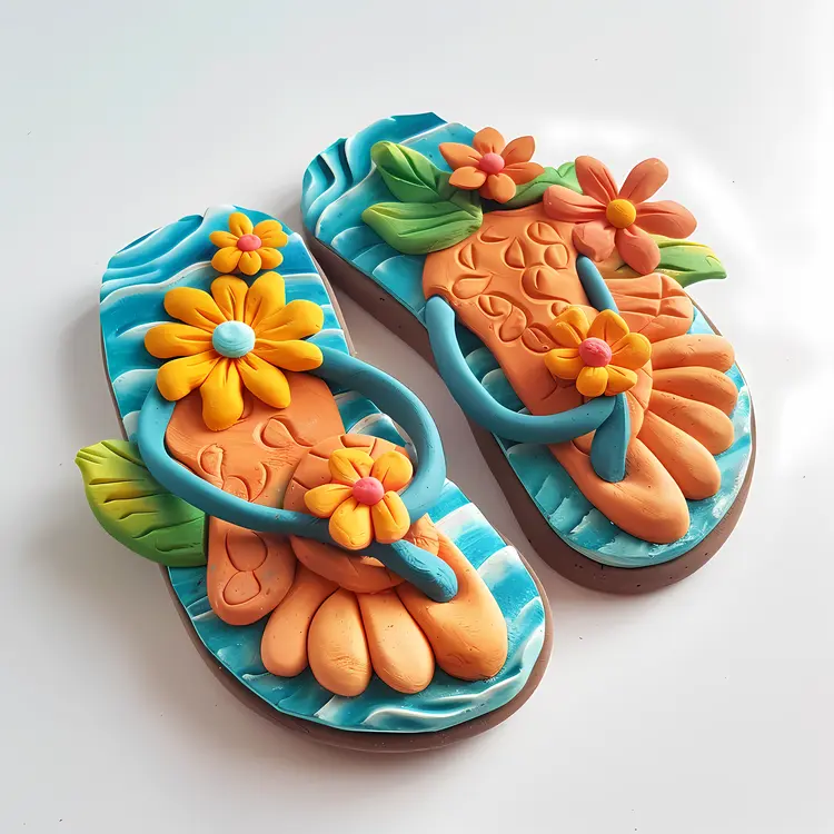 Decorative Floral Flip Flops