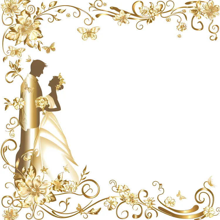 Elegant Wedding Couple in Floral Frame