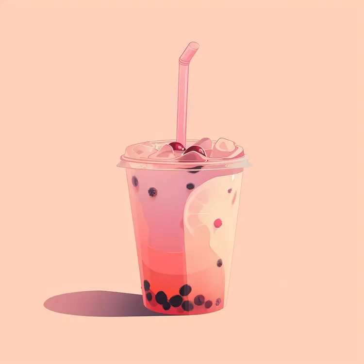 Refreshing Bubble Tea with Straw