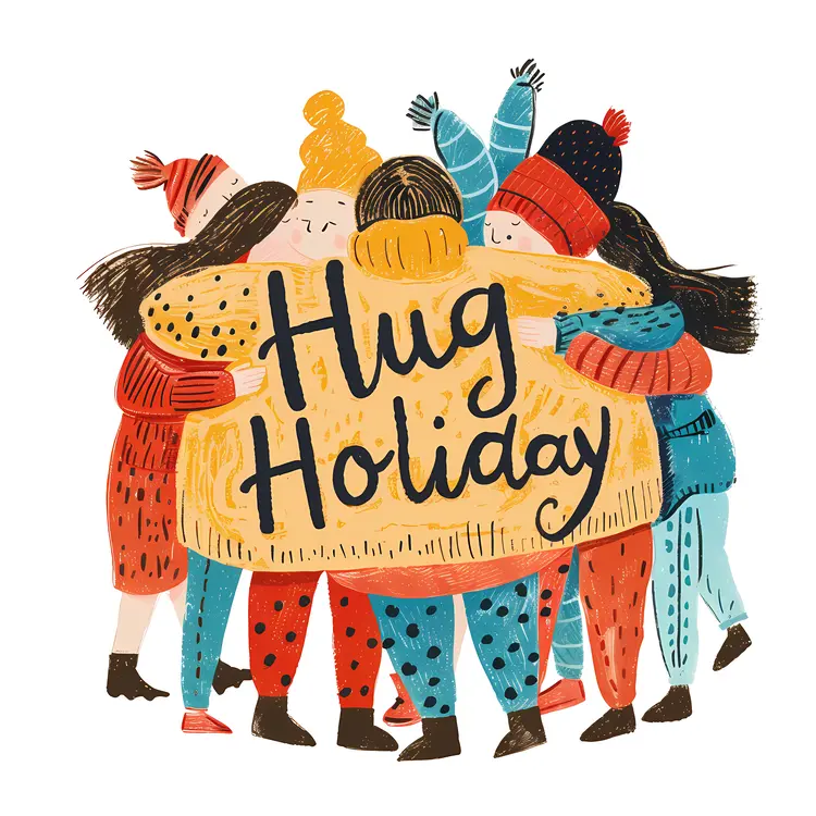 Hug Holiday Group Hug Illustration