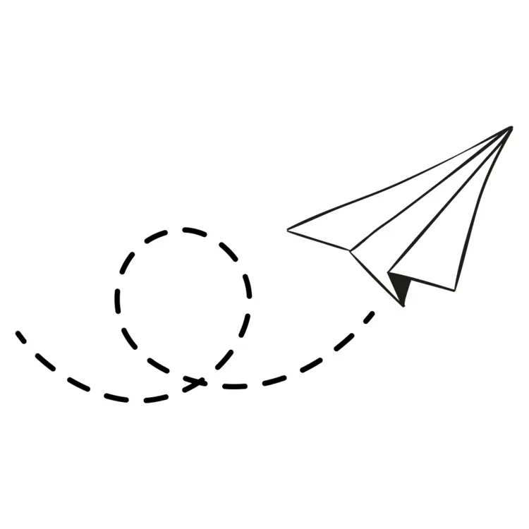 Paper Airplane with Dashed Flight Path