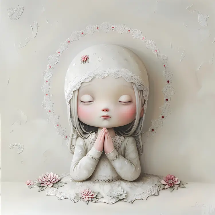 Cute Illustration of a Praying Girl