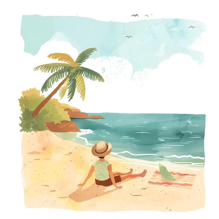 Person Relaxing on Beach