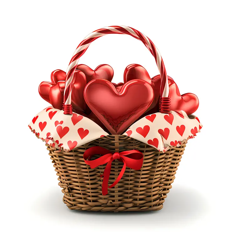 Heart Basket with Ribbons for Valentine's Day