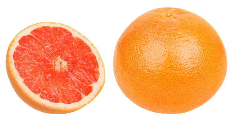 Whole and Sliced Grapefruit