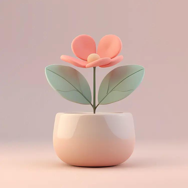 Minimalist Flower Pot with Pink Flower
