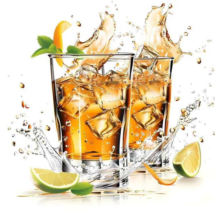 Chilled Whiskey Glasses with Lime Slices