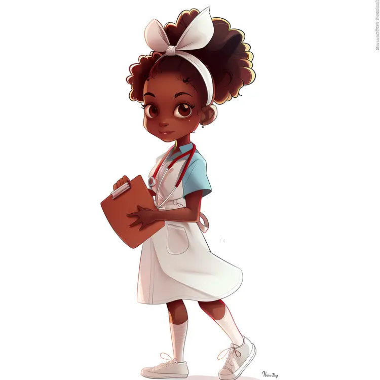 Cute Nurse with Clipboard Cartoon