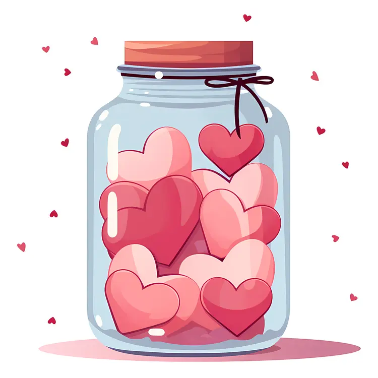 Heart Jar with Bow Illustration