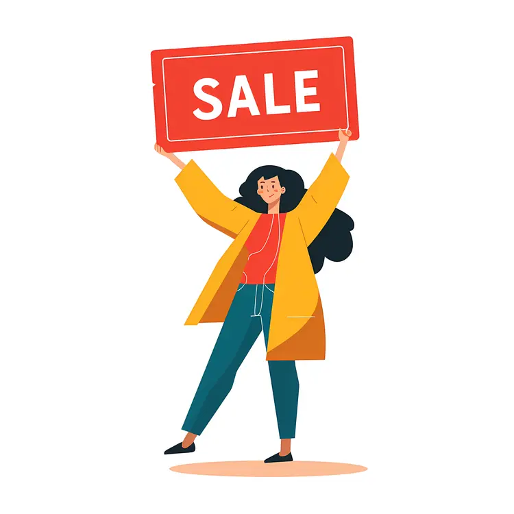 Woman Holding Sale Sign