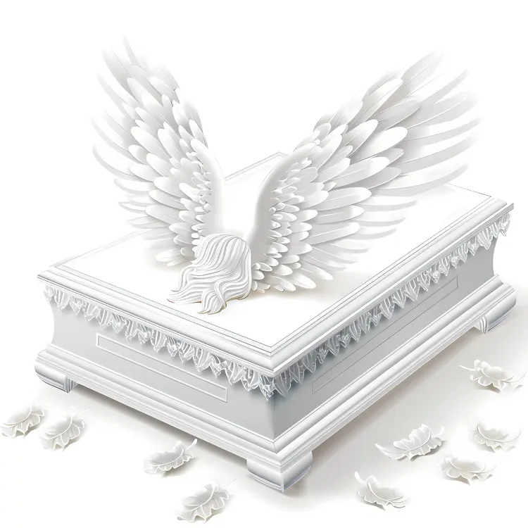 White Coffin with Angel Wings
