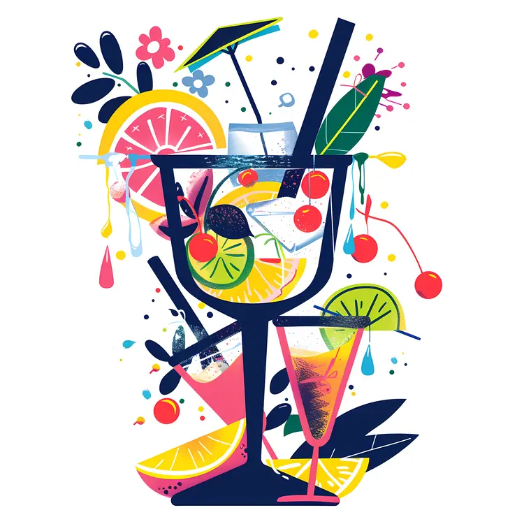 Tropical Cocktail with Lime and Cherry