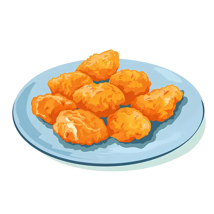 Chicken Nuggets on Blue Plate