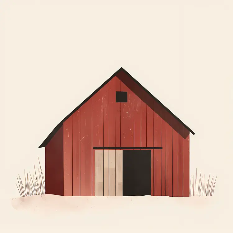 Red Barn in Rural Setting