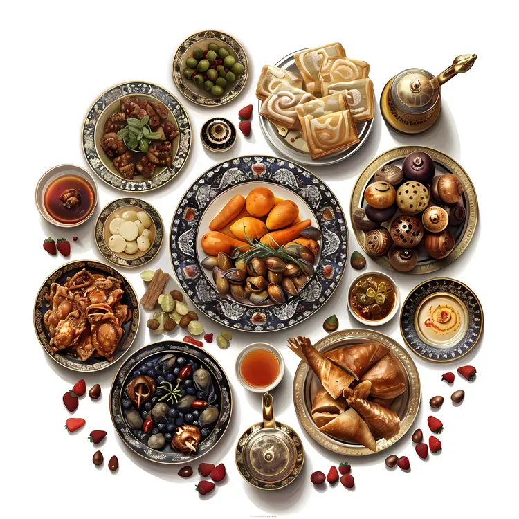 Traditional Food Platter with Various Dishes