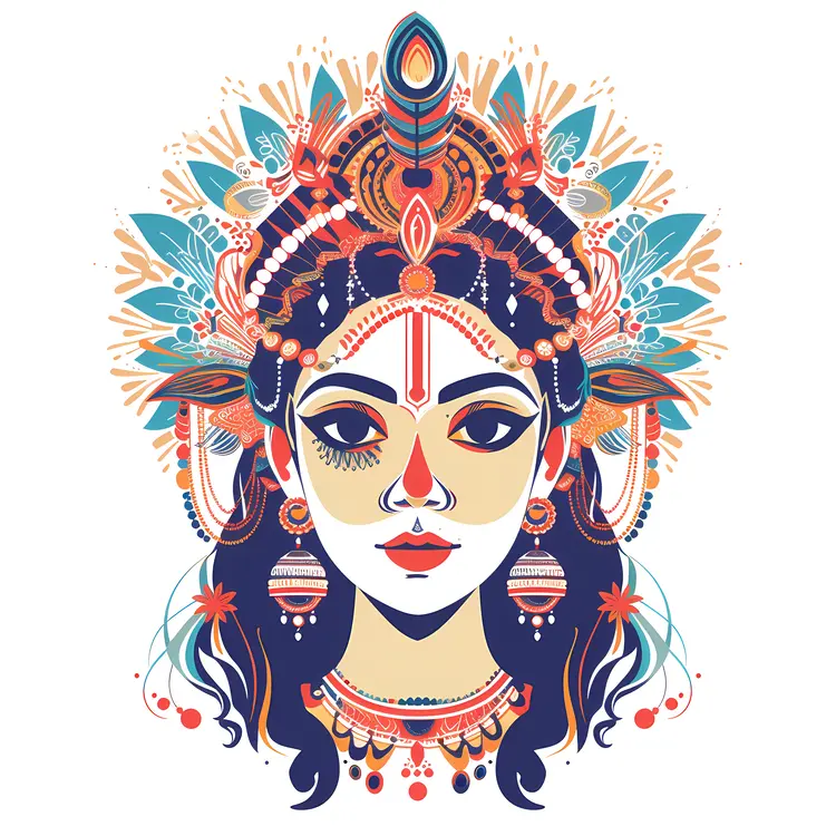 Detailed Goddess Illustration with Ornate Design