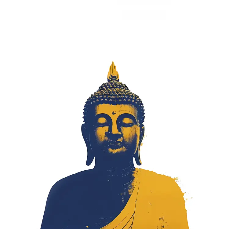 Yellow and Blue Buddha Statue Illustration