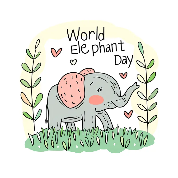 Cute Elephant in Grass for World Elephant Day