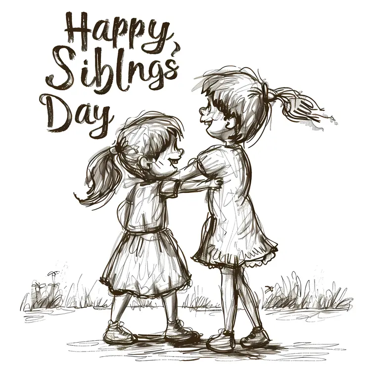 Happy Siblings Day Hugging Illustration
