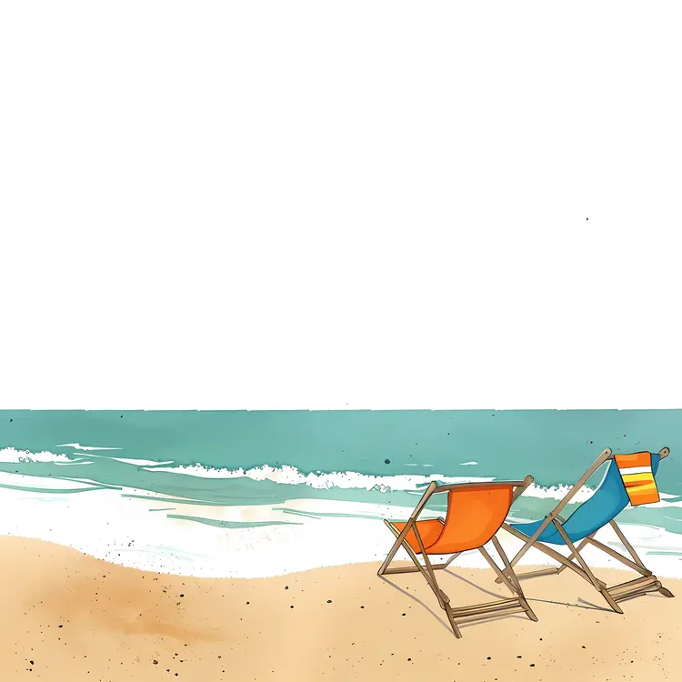 Empty Beach Chairs by the Sea