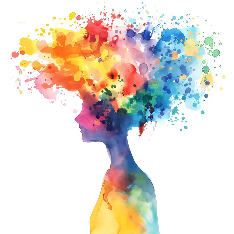 Colorful Silhouette with Watercolor Splashes