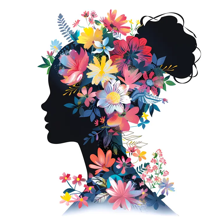 Floral Silhouette with Colorful Flowers