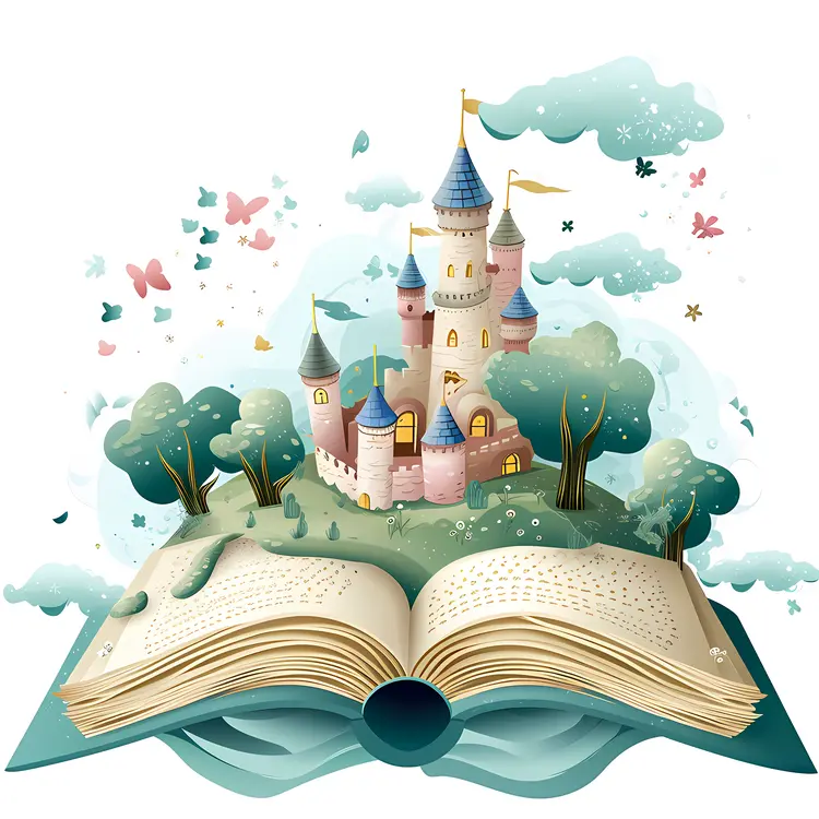 Fairy Tale Book with Castle and Butterflies