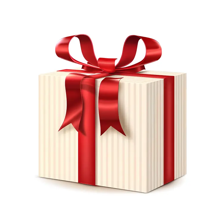 Striped Gift Box with Red Ribbon