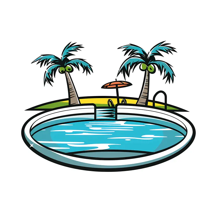 Tropical Swimming Pool Illustration