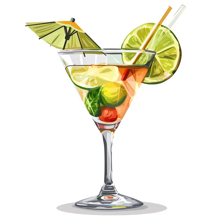 Cocktail with Lime and Umbrella