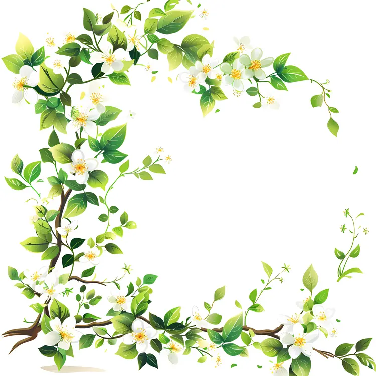 Elegant Floral Frame with Blossoming Branches