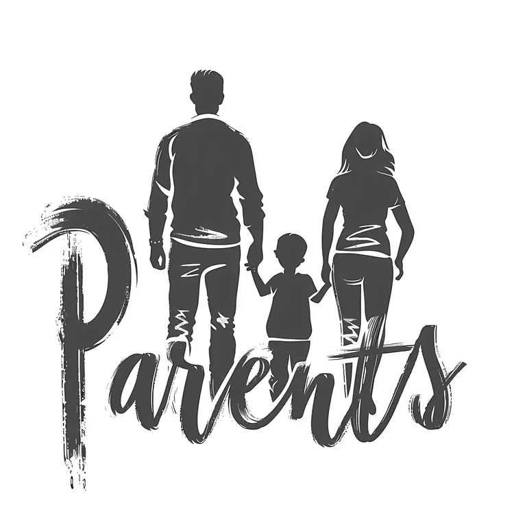Silhouette of Parents and Child Holding Hands