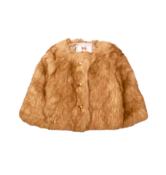Brown Fur Jacket with Buttons