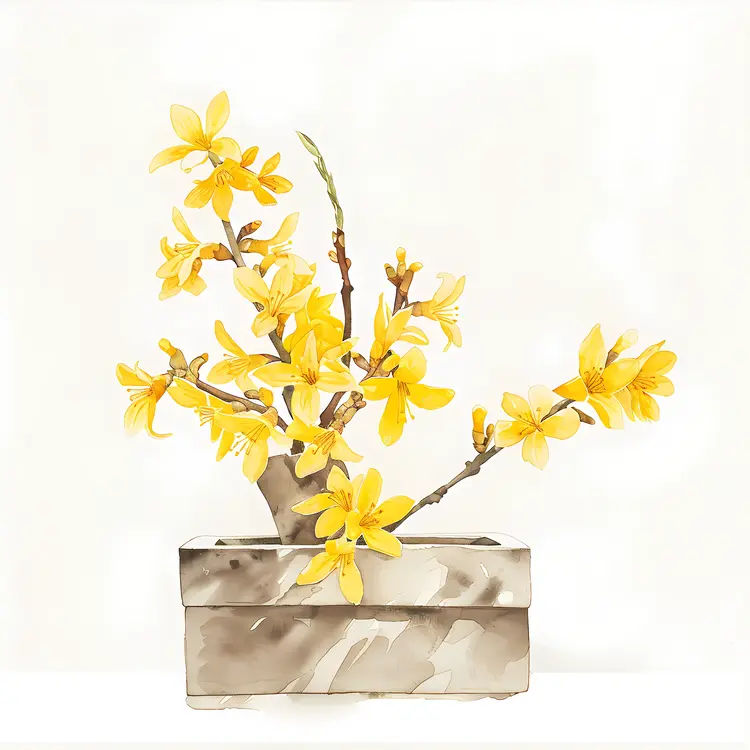 Yellow Flowers in Rectangular Pot