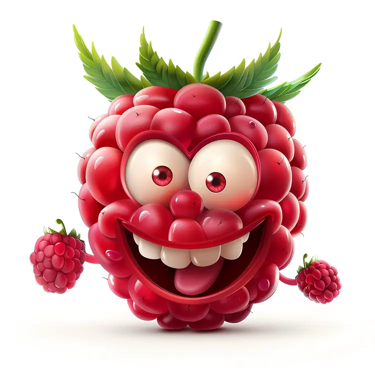 Funny Raspberry Cartoon Character with Big Eyes