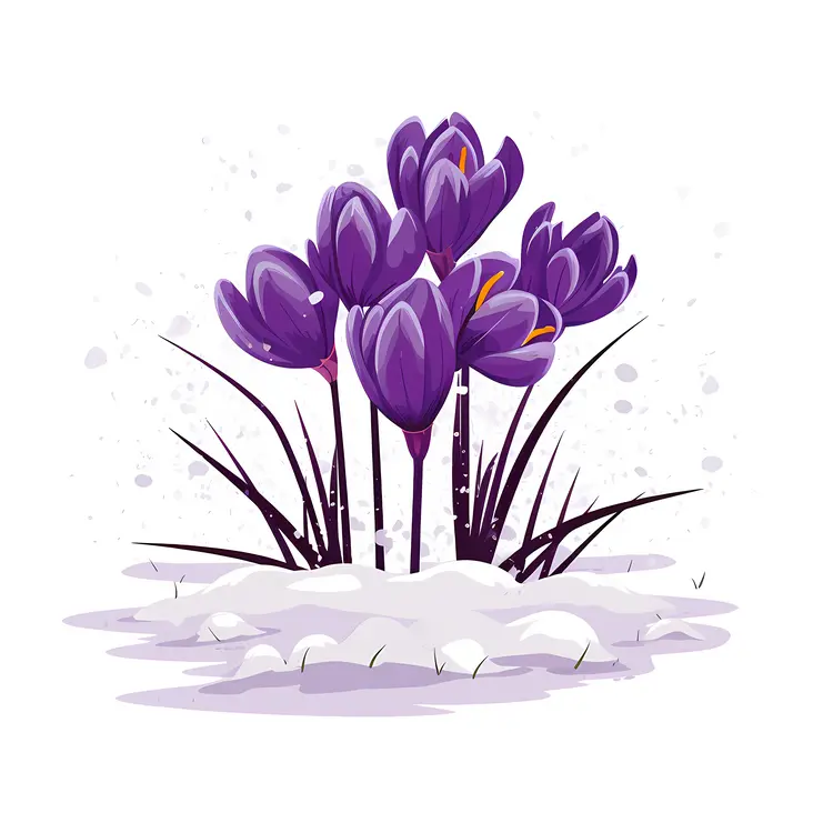 Purple Crocus in Snow