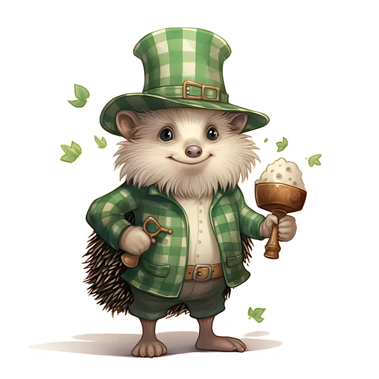 Cute Hedgehog with Green Hat