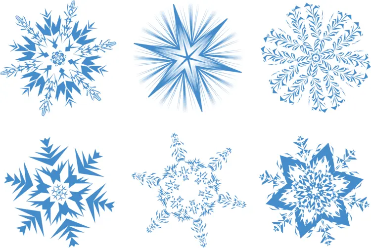 Various Blue Snowflakes