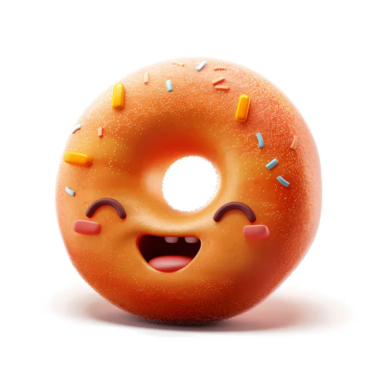 Happy Orange Donut Cartoon